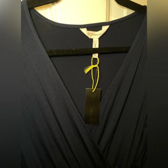 BCBGeneration Deep Blue Mesh Long Sleeve Jumpsuit size M New with Tag - Picture 4 of 9